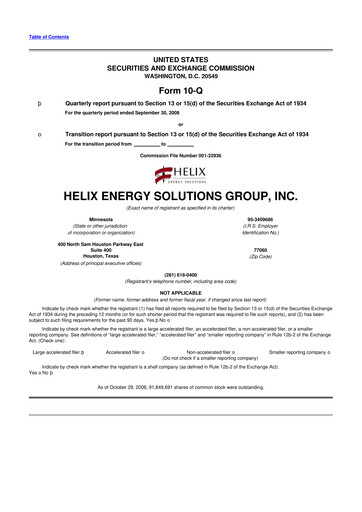 Thumbnail Helix Energy Solutions 10-Q Quarterly Report FY 