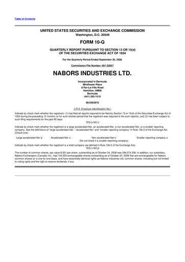 Miniature Nabors Industries
 10-Q Rapport trimestriel  