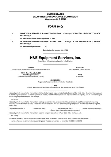Thumbnail H&E Equipment Services 10-Q Quarterly Report FY 