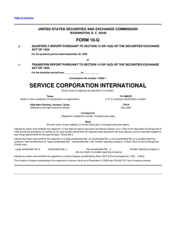Miniature Service Corporation International
 10-Q Rapport trimestriel  