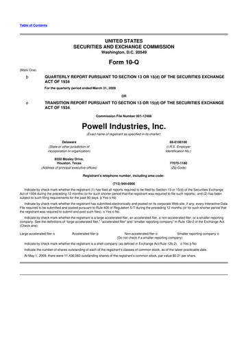Thumbnail Powell Industries 10-Q Quarterly Report FY 