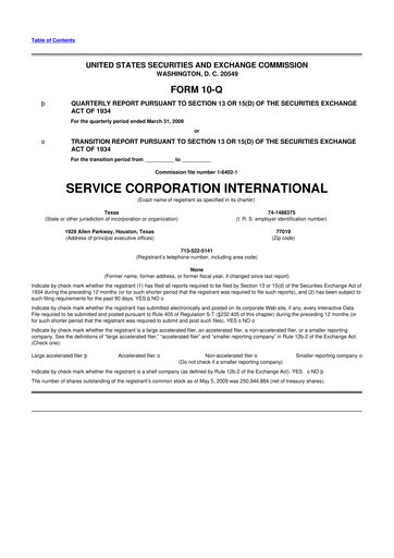 Miniature Service Corporation International
 10-Q Rapport trimestriel  