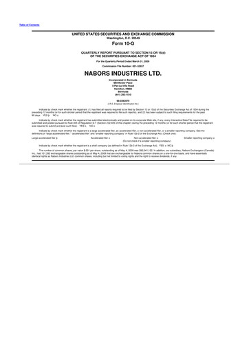 Miniature Nabors Industries
 10-Q Rapport trimestriel  