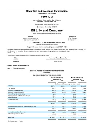 Vorschaubild Eli Lilly 10-Q Quartalsbericht  