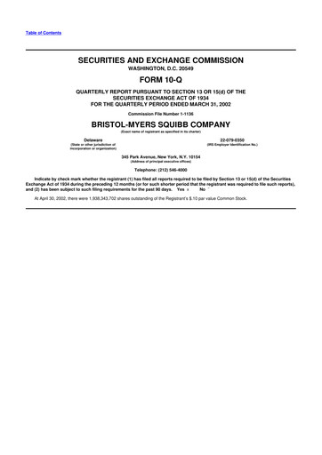 Thumbnail Bristol-Myers Squibb 10-Q Quarterly Report FY 