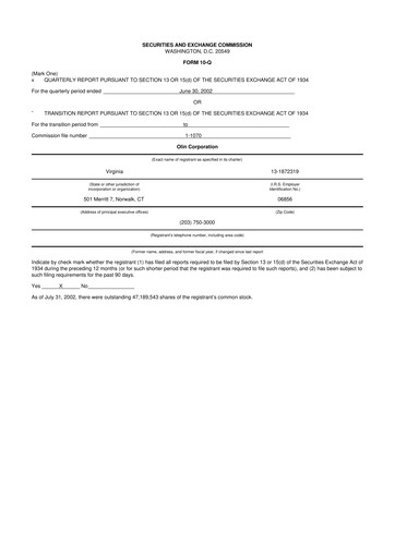 Thumbnail Olin Corporation 10-Q Quarterly Report FY 