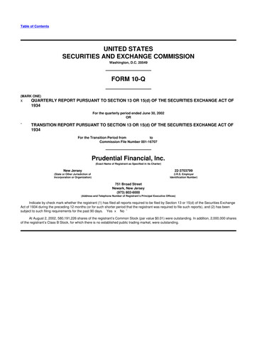 Thumbnail Prudential Financial 10-Q Quarterly Report FY 