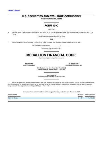 Thumbnail Medallion Financial Corp. 10-Q Quarterly Report FY 