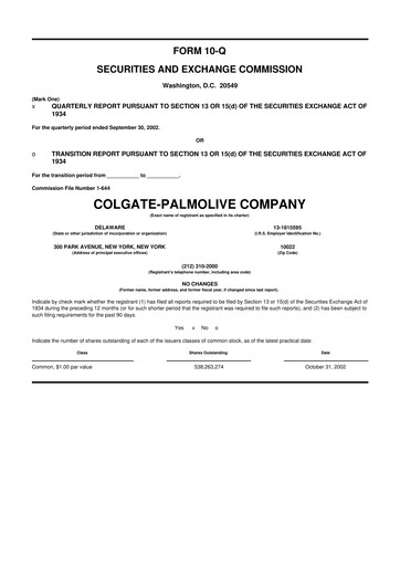 Thumbnail Colgate-Palmolive 10-Q Quarterly Report FY 