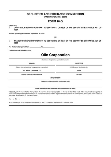 Thumbnail Olin Corporation 10-Q Quarterly Report FY 
