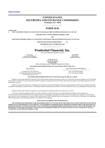 Vorschaubild Prudential Financial 10-K Jahresbericht 