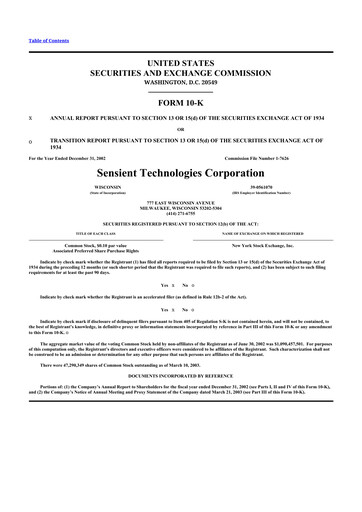 Thumbnail Sensient Technologies
 10-K Annual Report 