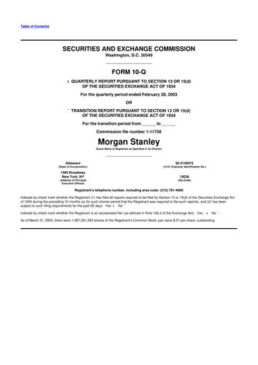 Thumbnail Morgan Stanley 10-Q Quarterly Report FY 