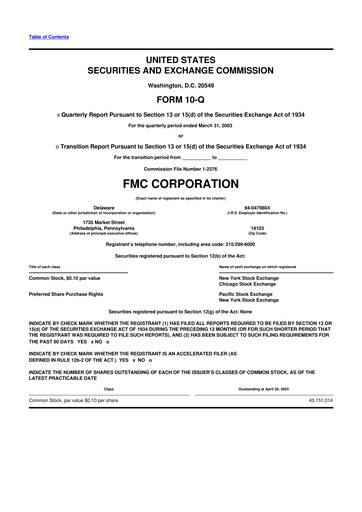 Thumbnail FMC Corporation 10-Q Quarterly Report FY 