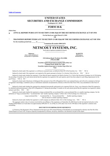 Thumbnail NETSCOUT 10-K Annual Report 