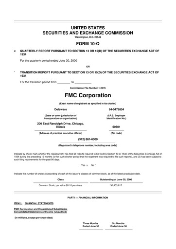 Thumbnail FMC Corporation 10-Q Quarterly Report FY 