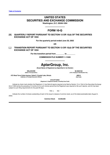 Miniature AptarGroup 10-Q Rapport trimestriel  
