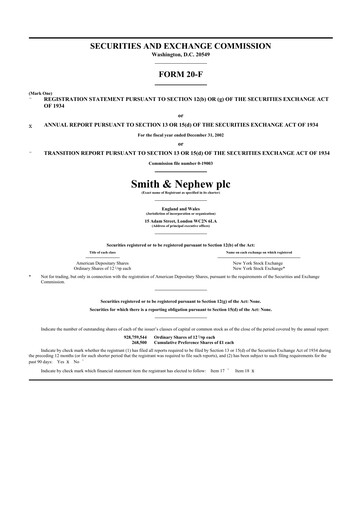 Miniature Smith & Nephew
 20-F Rapport annuel 