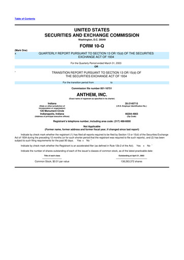 Thumbnail Elevance Health 10-Q Quarterly Report FY 