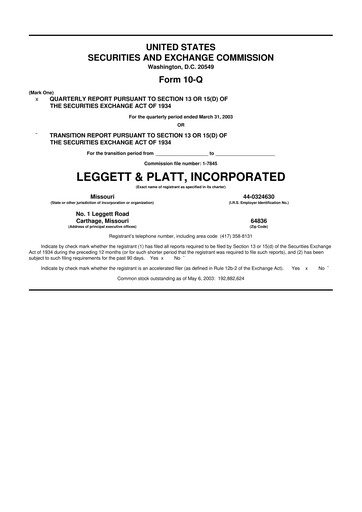 Thumbnail Leggett & Platt

 10-Q Quarterly Report FY 