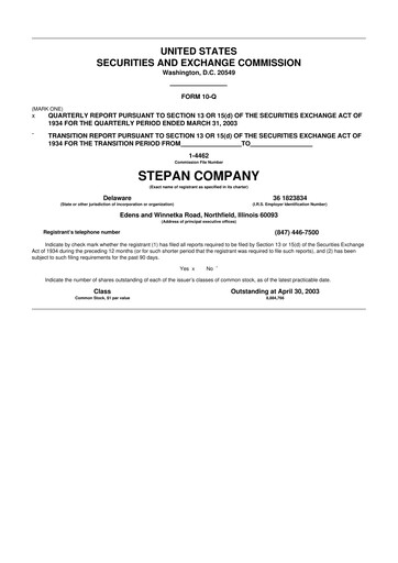 Thumbnail Stepan Company
 10-Q Quarterly Report FY 