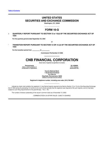 Thumbnail CNB Financial Corp 10-Q Quarterly Report FY 