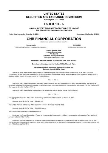 Thumbnail CNB Financial Corp 10-K Annual Report 