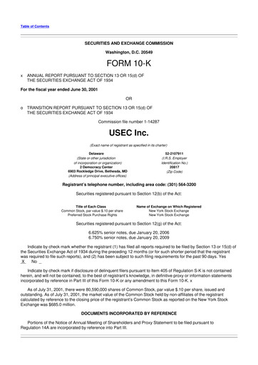 Thumbnail Centrus Energy 10-K Annual Report 2001