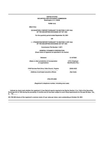 Miniature General Dynamics 10-Q Rapport trimestriel  