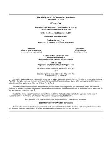 Thumbnail CoStar Group 10-K Annual Report 2001