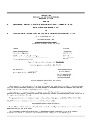Thumbnail General Dynamics 10-K Annual Report 2001