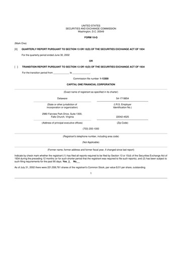 Thumbnail Capital One 10-Q Quarterly Report FY 