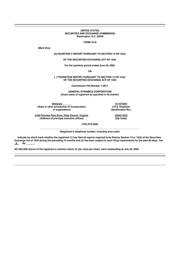 Miniature General Dynamics 10-Q Rapport trimestriel  