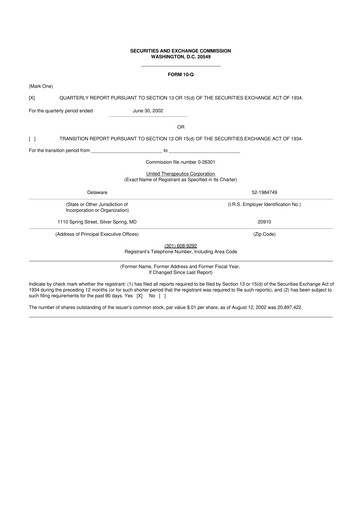 Thumbnail United Therapeutics 10-Q Quarterly Report FY 