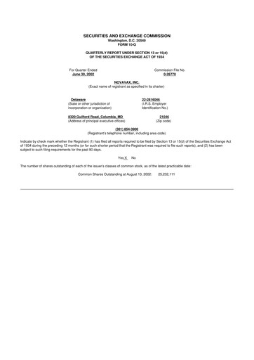 Thumbnail Novavax 10-Q Quarterly Report FY 
