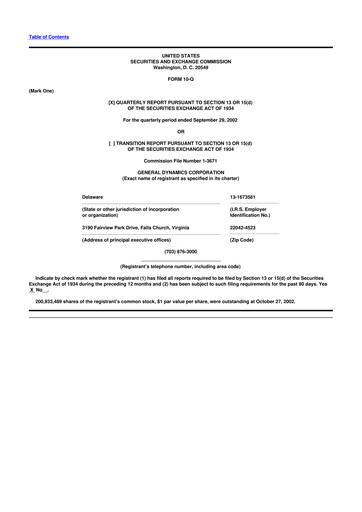 Miniature General Dynamics 10-Q Rapport trimestriel  