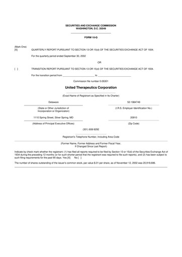 Thumbnail United Therapeutics 10-Q Quarterly Report FY 