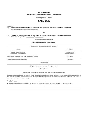 Thumbnail Capital One 10-Q Quarterly Report FY 