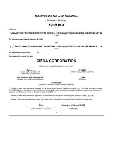 Thumbnail Ciena 10-Q Quarterly Report FY 