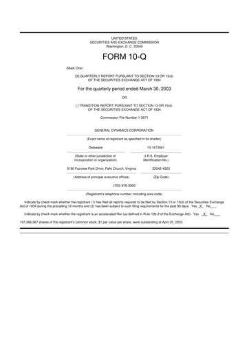Miniature General Dynamics 10-Q Rapport trimestriel  