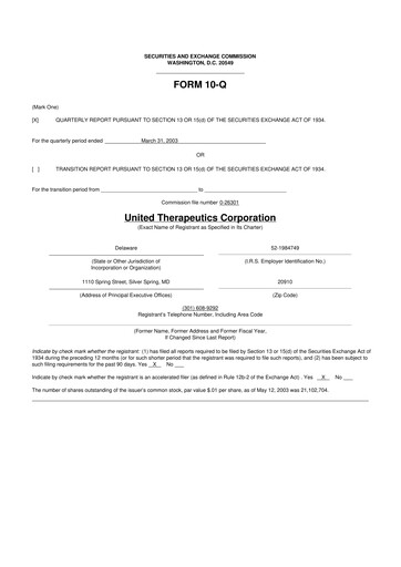 Thumbnail United Therapeutics 10-Q Quarterly Report FY 