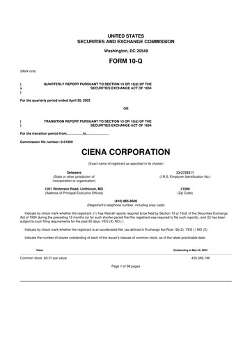 Thumbnail Ciena 10-Q Quarterly Report FY 