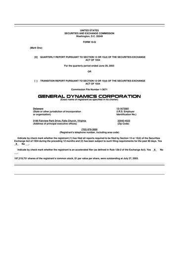Miniature General Dynamics 10-Q Rapport trimestriel  