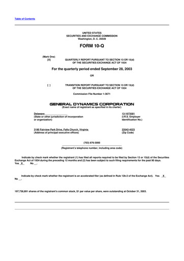 Miniature General Dynamics 10-Q Rapport trimestriel  