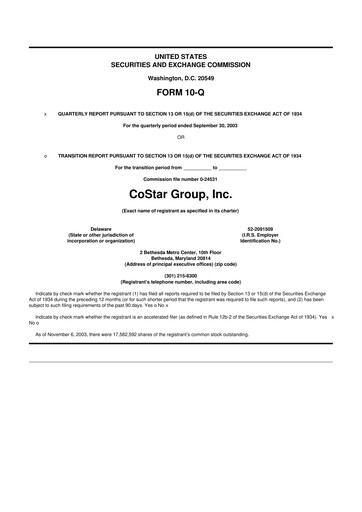 Thumbnail CoStar Group 10-Q Quarterly Report FY 