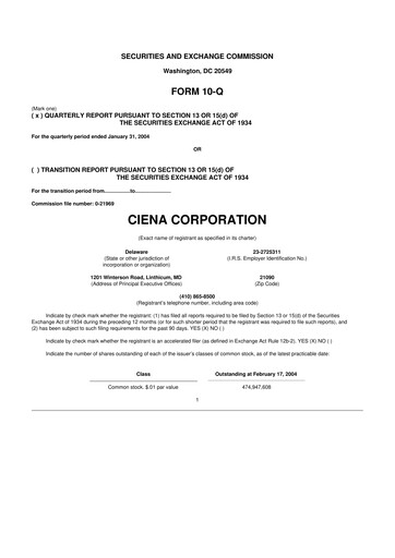 Thumbnail Ciena 10-Q Quarterly Report FY 