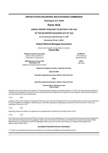 Thumbnail Fannie Mae
 10-K Annual Report 