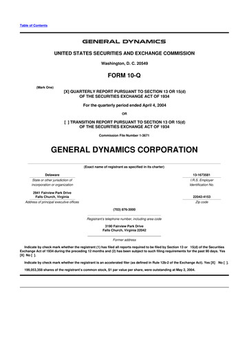 Miniature General Dynamics 10-Q Rapport trimestriel  