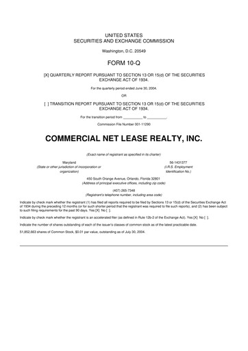 Thumbnail NNN REIT 10-Q Quarterly Report FY 