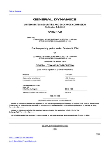 Miniature General Dynamics 10-Q Rapport trimestriel  